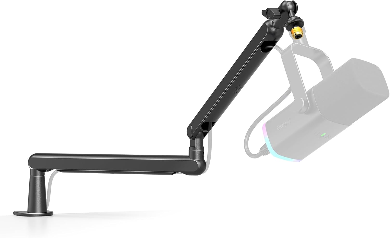 FIFINE Microphone Boom Arm, Low Profile Adjustable Stick Microphone Arm Stand with Desk Mount Clamp