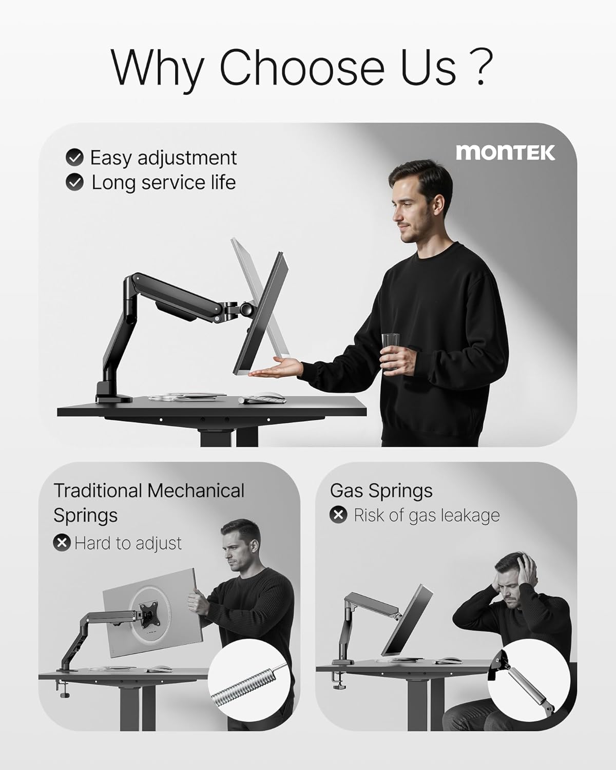 Deluxe Monitor Arm for 17 to 40 Inch Curved Screens with Cable Management Aluminum