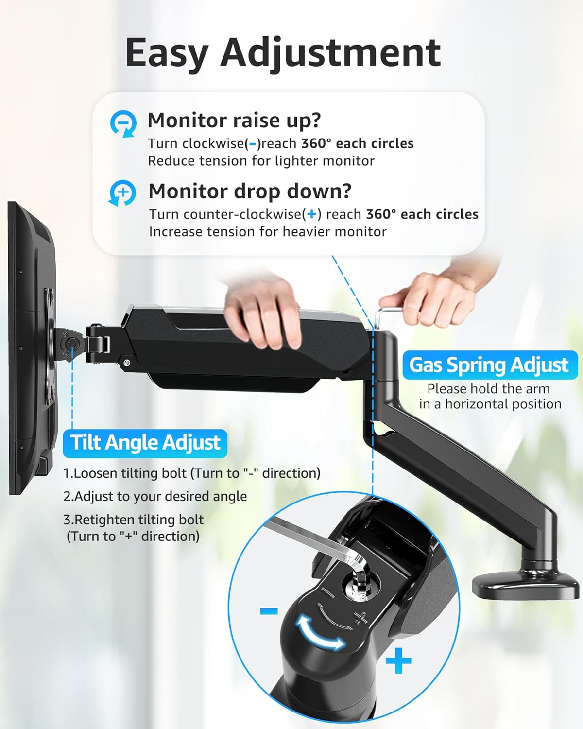 Single Monitor Desk Mount Holds Screen up to 32 inch
