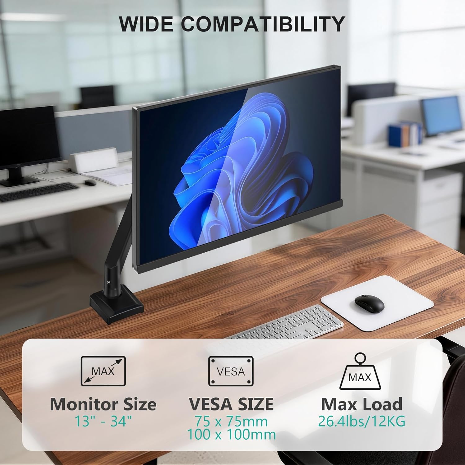 WALI Single Monitor Mount for 13-34 inch Screens