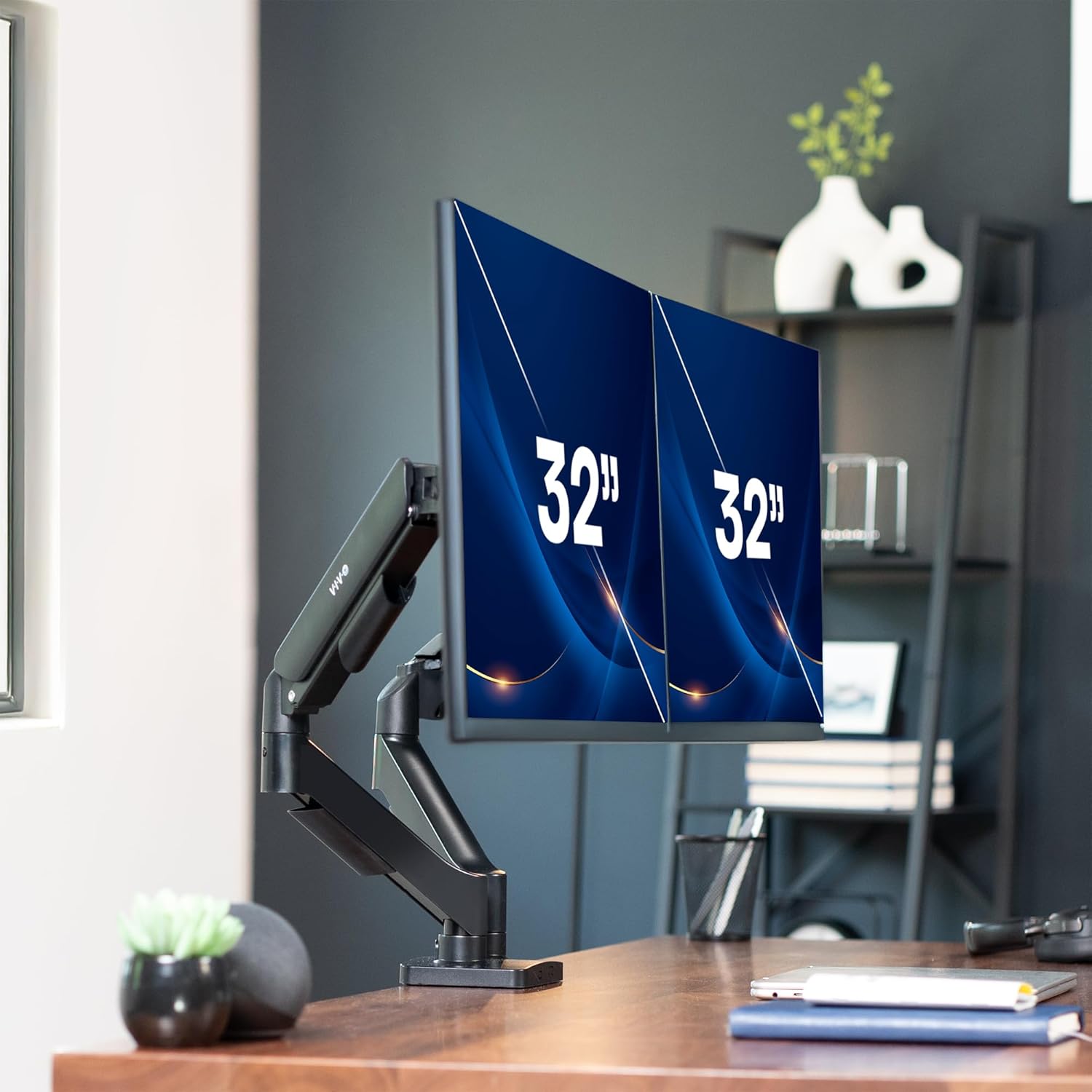 Dual Monitor Stand, Fully Adjustable Arms for 17 to 32 inch Screens
