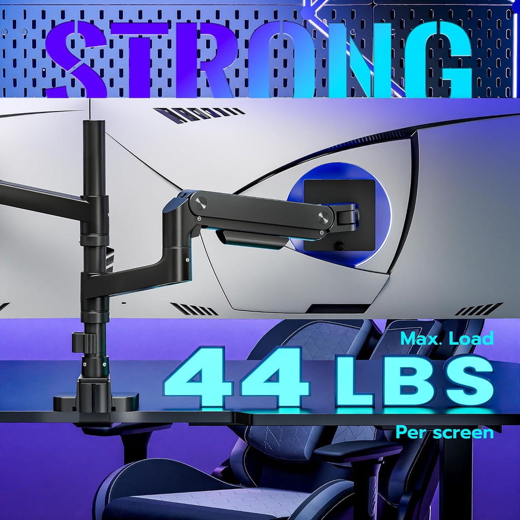 ARES WING Dual Monitor Arm Desk Mount for 17-49 Inch Ultrawide Monitors