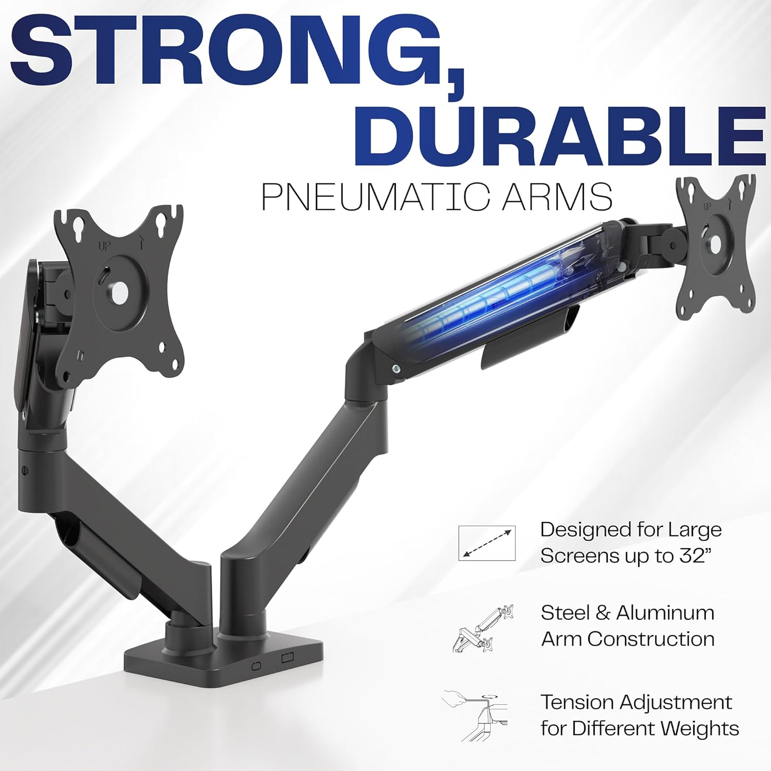 Dual Monitor Stand, Fully Adjustable Arms for 17 to 32 inch Screens