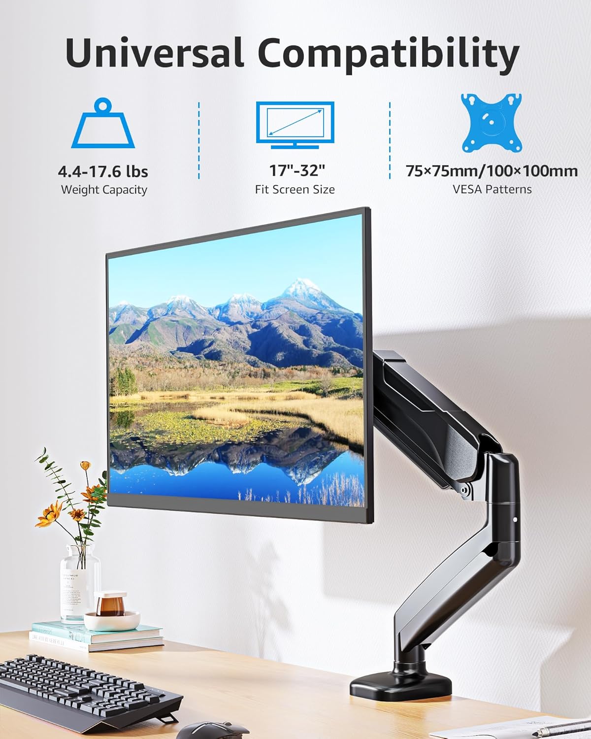 Single Monitor Desk Mount Holds Screen up to 32 inch