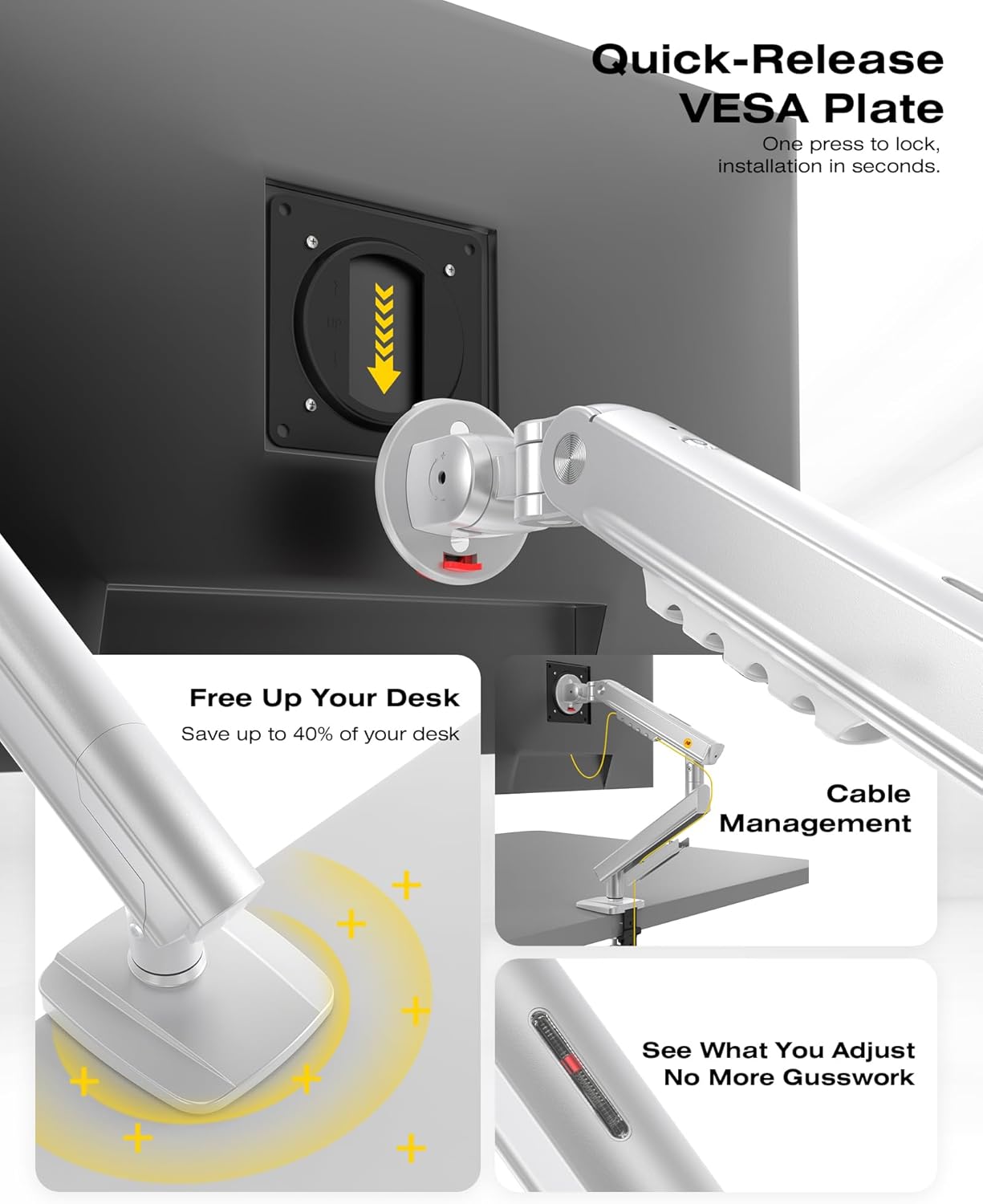 NB Single Computer Monitor Mount, Monitor Stand fits up to 32 Inch