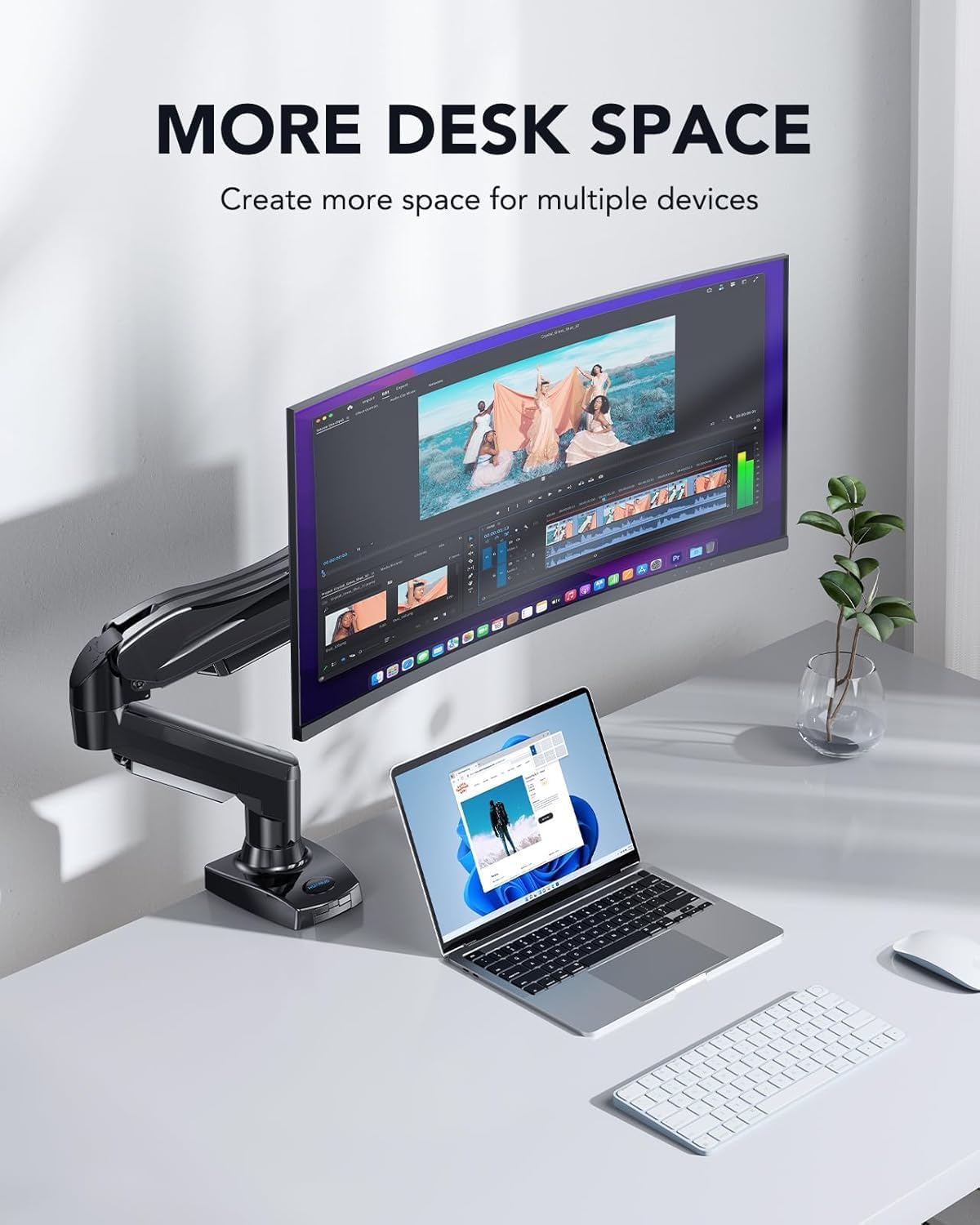 HUANUO FlowLift™ Single Monitor Mount, 13 to 32 Inch Monitor Arm