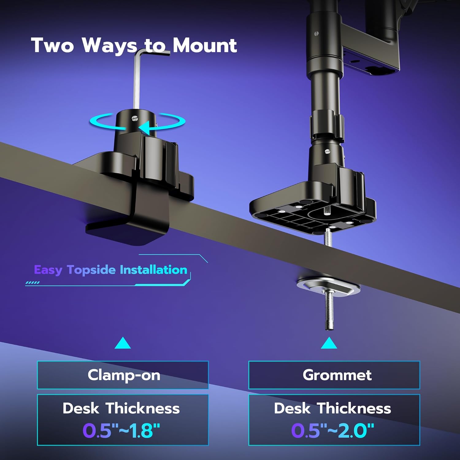 ARES WING Dual Monitor Arm Desk Mount for 17-49 Inch Ultrawide Monitors