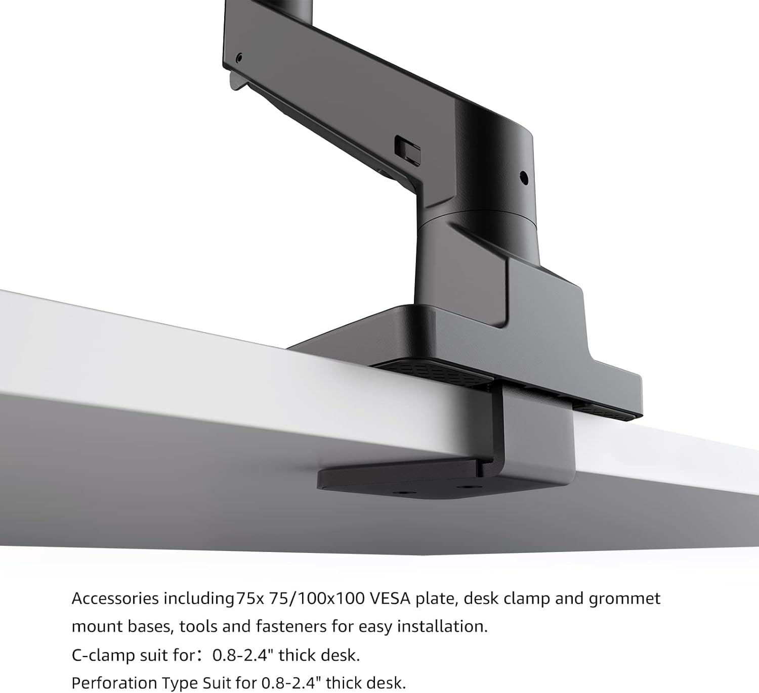 Heavy Duty Monitor Arm Aluminum Single Gas Spring Monitor Arm Suit for Flat/Ultrawide/Cruved Screen
