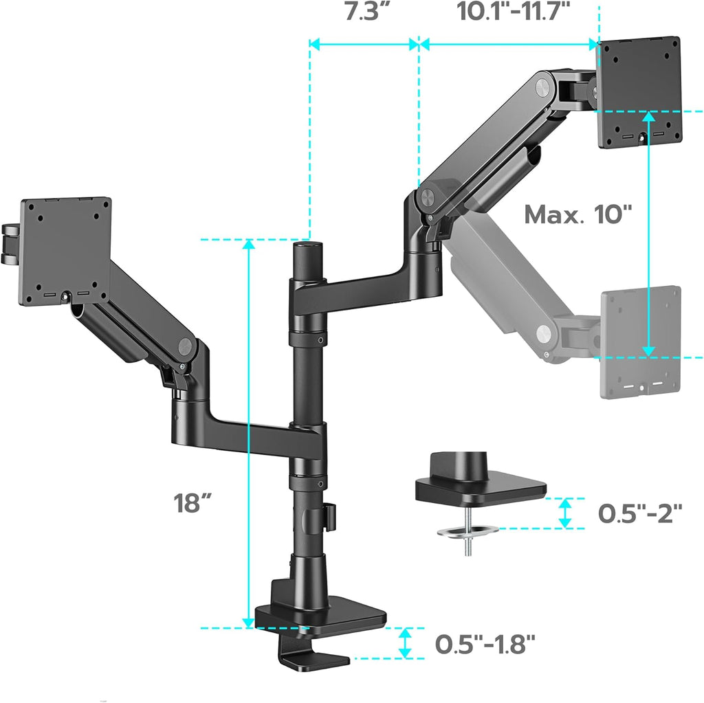 ARES WING Dual Monitor Arm Desk Mount for 17-49 Inch Ultrawide Monitors